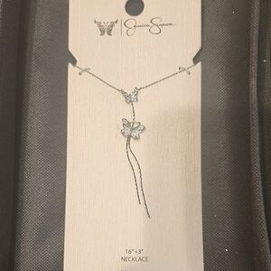 Jessica Simpson Silver Double Butterfly Necklace